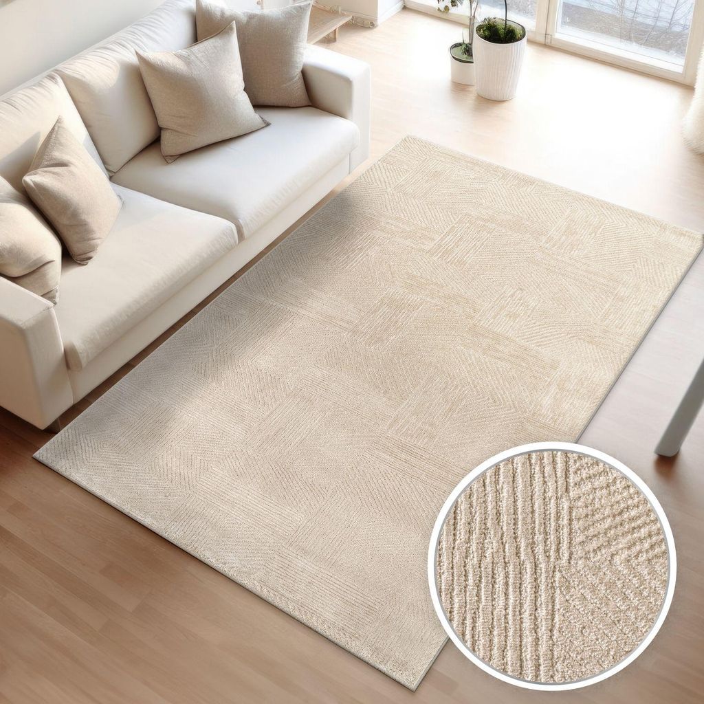 TT Home Wohnzimmer Teppich Esszimmer Kurzflor Boho Design Produktbild 