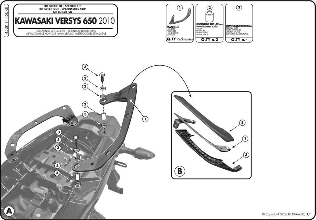 Adapter Zur Montage Der Seitlichen Racks Klr450 Und Klxr450 Ohne Verwendung Des Zentralen Racks