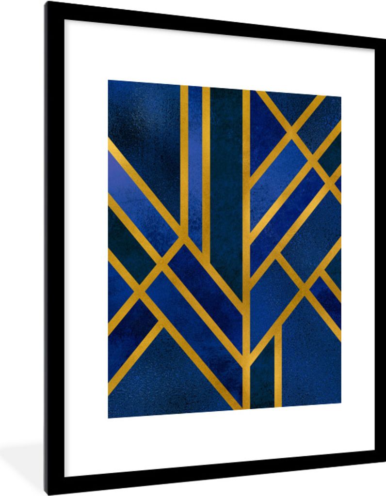 MuchoWow Gerahmtes Poster Design - Gold - Luxus 60x80 cm - Poster mit Schwarzem Bilderrahmen Wandposter Rahmen Foto Bilder - Wohnzimmer - Dekorat...