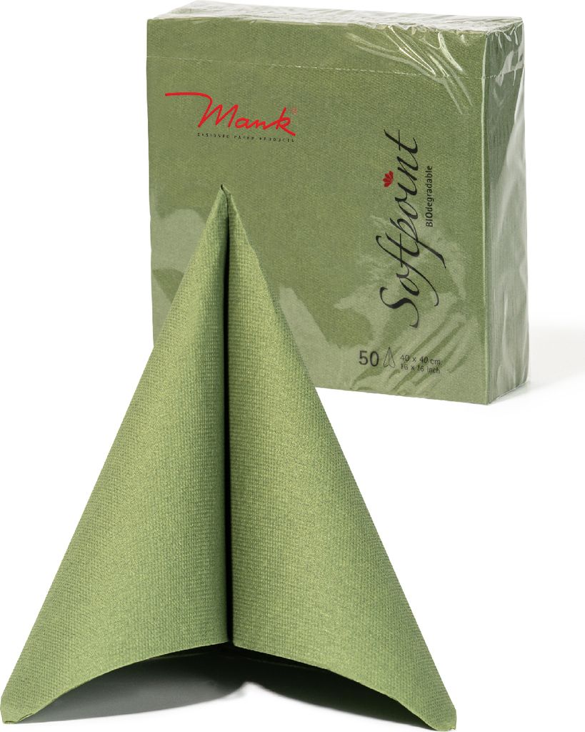 Softpoint Serviette in Oliv, 1/4-Falz, 40 x 40 cm, 50 Stück Produktbild 