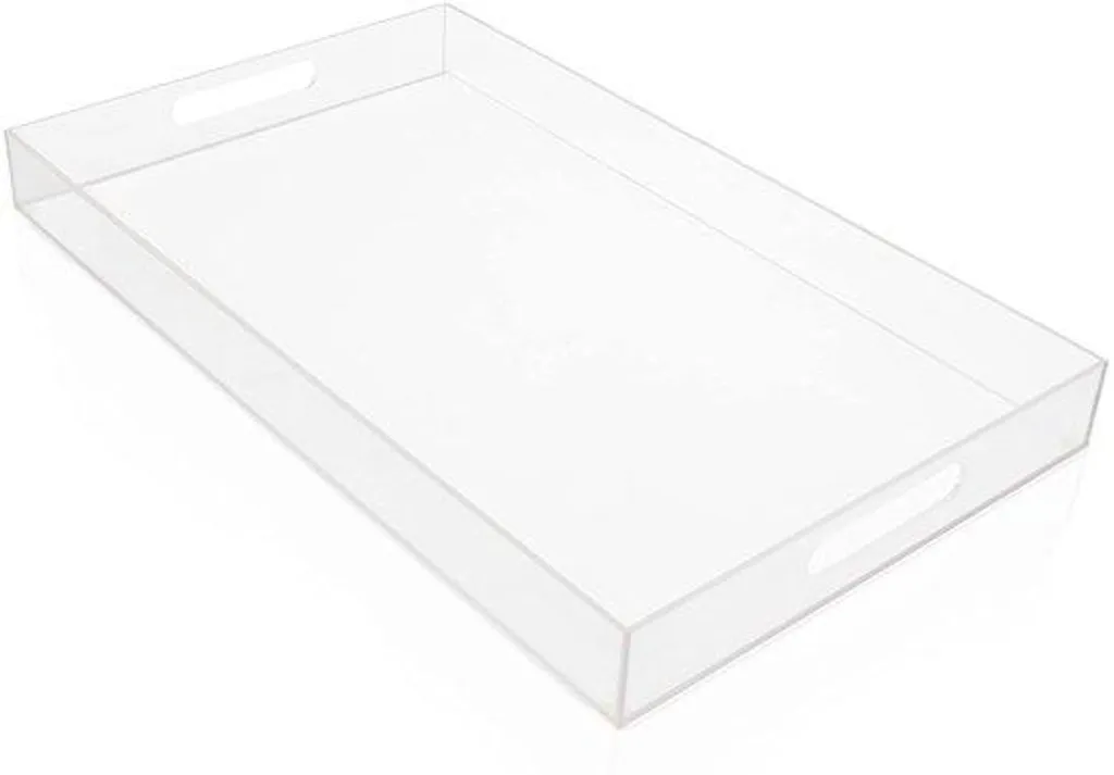 Plateau de courtoisie transparent en plexiglas rigide avec poignées