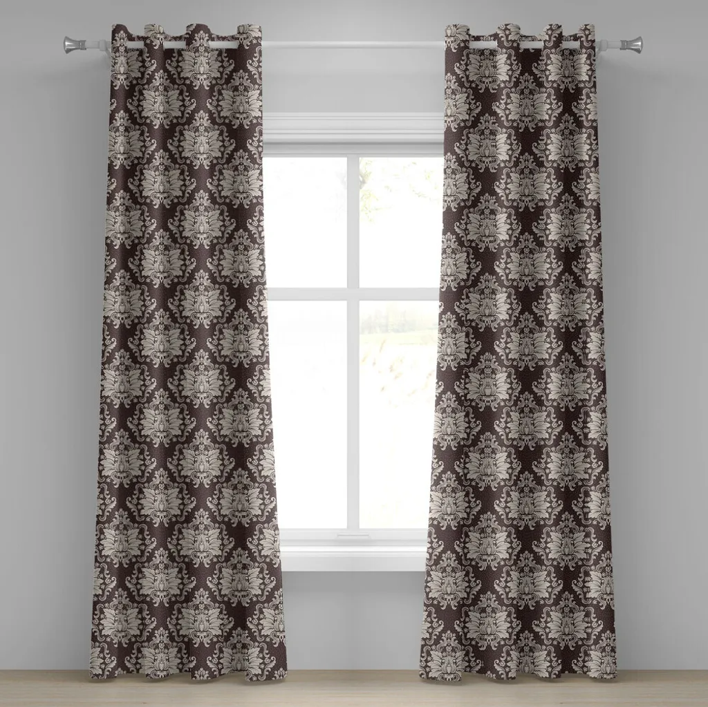 Rideau fleuri en damas avec œillets métalliques 280x245 cm bicolore