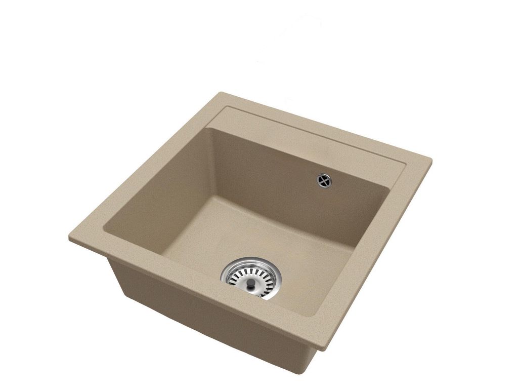 Lavello in granito a vasca singola BIG DON - Beige - Sifone Immagine del prodotto 