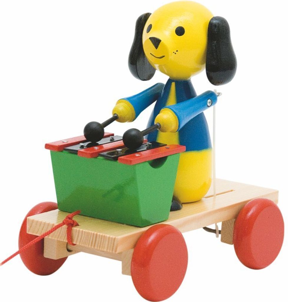 Holz Nachziehtier Hund / Pull Along Doggy, mit Xylophon, Produktbild 