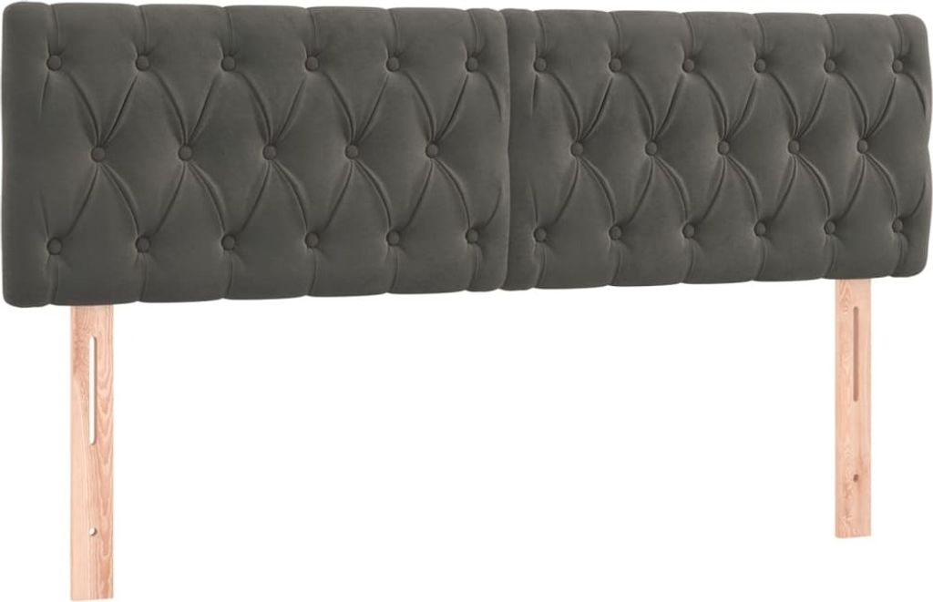 vidaXL Testiere 2 pz. Velluto grigio scuro 80x7x78/88 cm Immagine del prodotto 