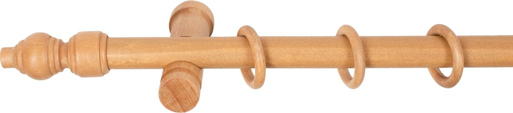 SN Deco - Stilgarnitur Gardinenstange Vorhangstange Filigrano, Holz, moderner Träger, 28 mm, 1-Lauf, Komplettset mit Ringen, Farbe Eiche, 160 cm