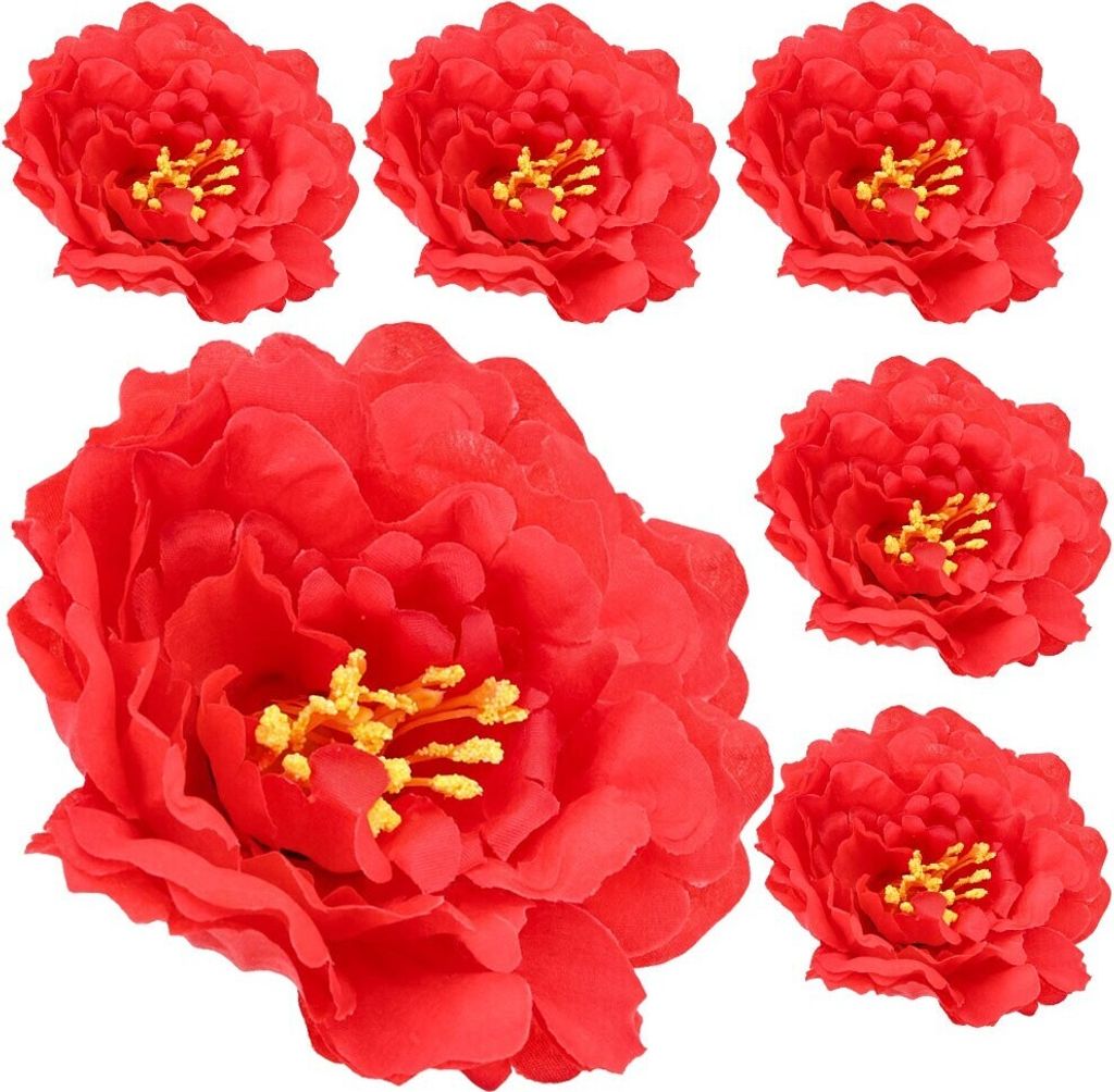 Dekolo Künstliche Blumen Blütenköpfe Pflanzen Deko Pfingstrosen für die Hochzeit Rot 12cm