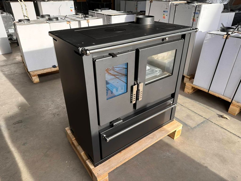 - Verso CS Plus Inox Küchenofen Kaminofen Holzherd 7.7 kW - Schwarze Seitenteile