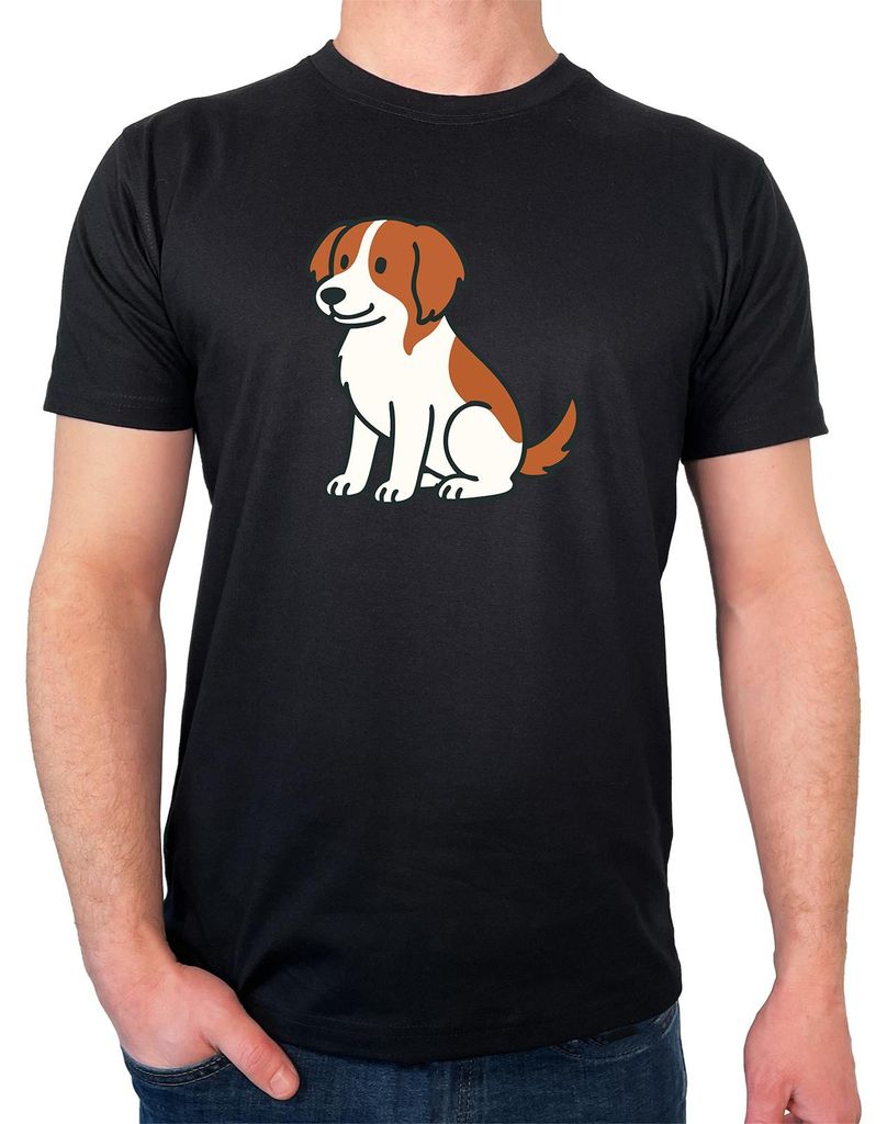 Huuraa Herren T-Shirt Kooikerhondje Comic Kooikie M Black Bio Baumwolle Fairtrade Herrenshirt Geschenkidee