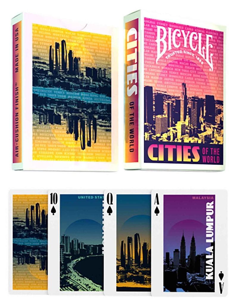 Städte der Welt Spielkarten mit Skyline-Motiven, recycelbar