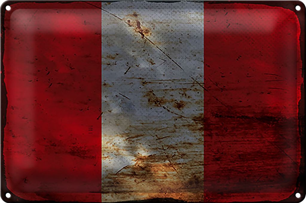 Blechschild Flagge Peru 40x30cm Flag of Peru Rost