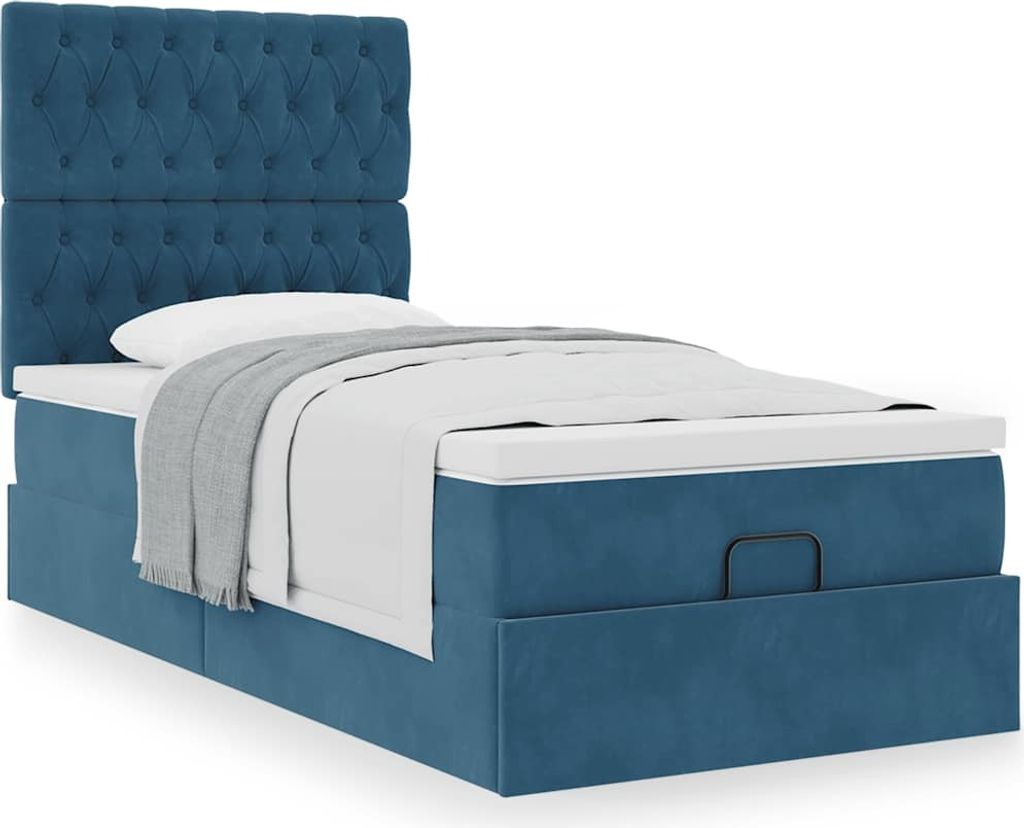 CLORIS Ottoman-Bett mit Matratzen Dunkelblau 90x190 cm Samt - Klassische Betten 3313515