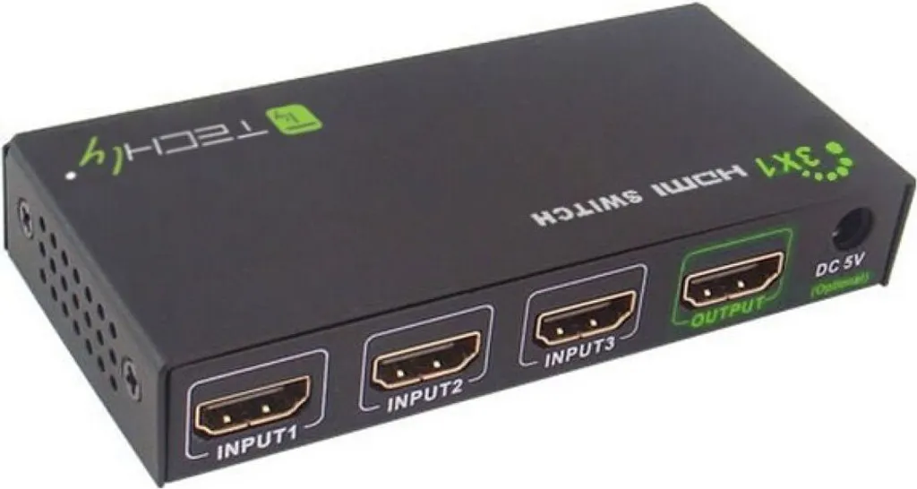 Commutateur HDMI 4K UHD avec support 3D - Switch 3 ports Techly Noir