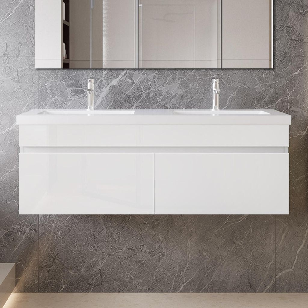 120cm Mineralguss Waschtisch mit Unterschrank Badmöbel Set Produktbild 