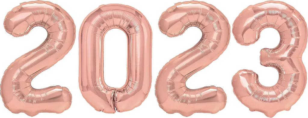 Kit ballons 2023 or rose 100 cm étanche et facile à gonfler
