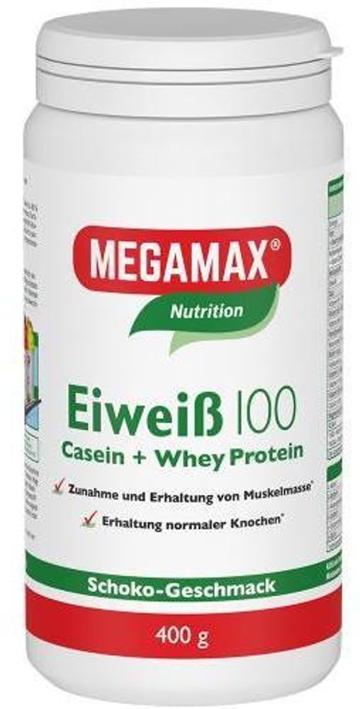MEGAMAX Nutrition Eiweiß 100 Pulver Schoko-Geschmack, 400 g Pulver