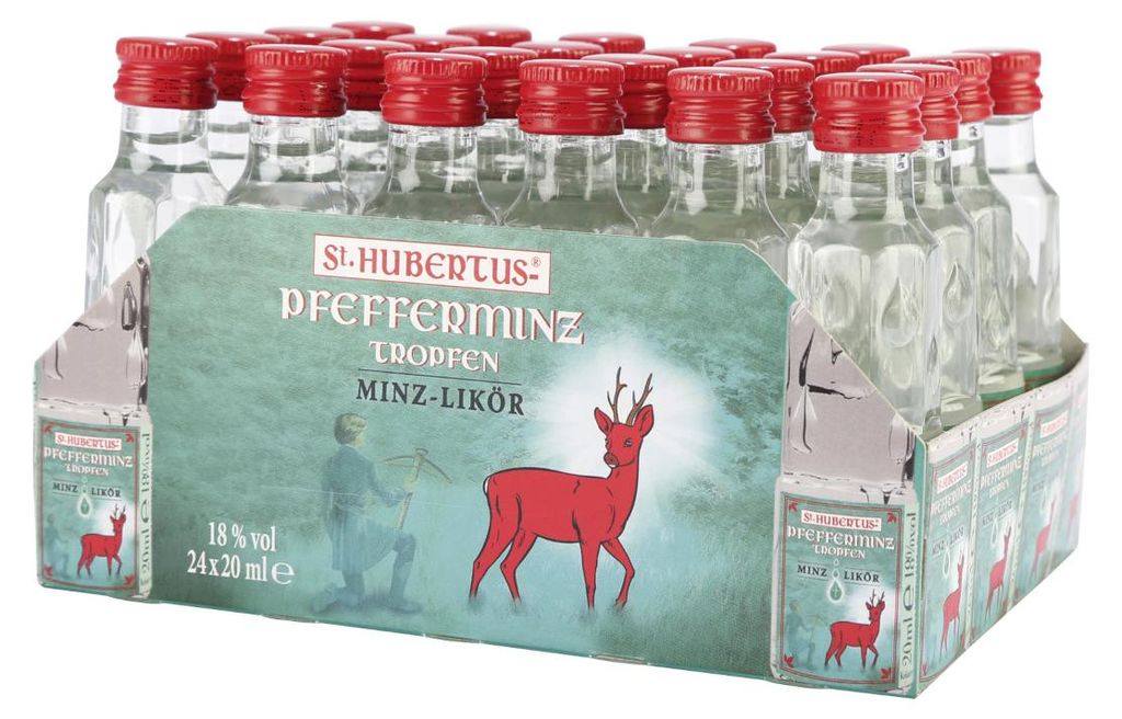 St. Hubertus, kapky s mátou, 24 x 20 ml, balení likéru, Obrázek produktu 