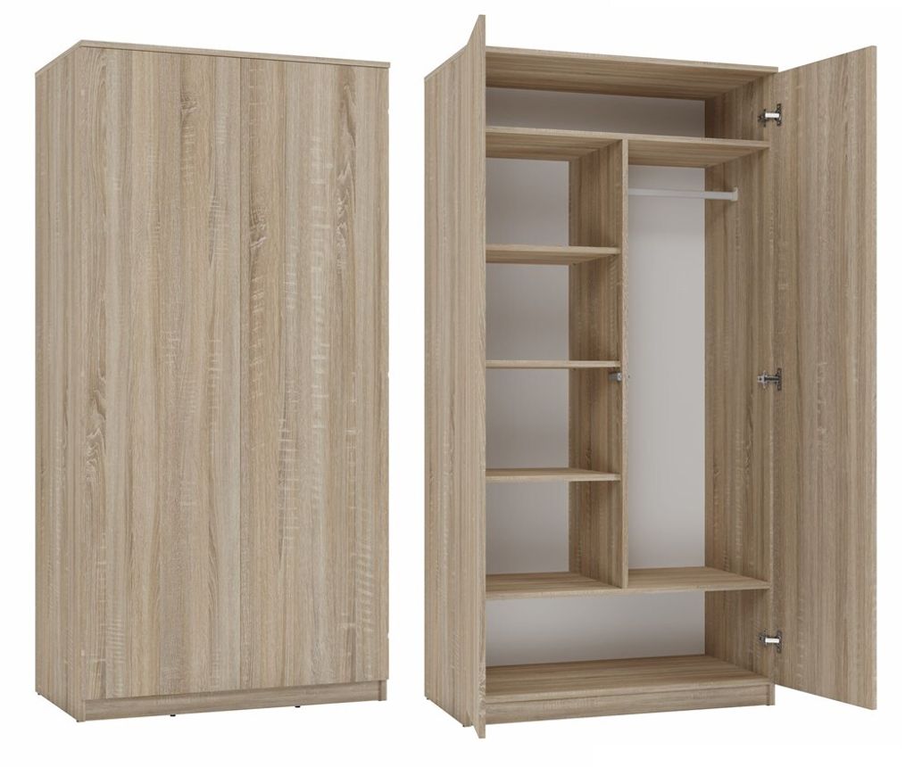 Kleiderschrank Wolfgang 90 cm mit 2 Türen Sonoma-Eiche