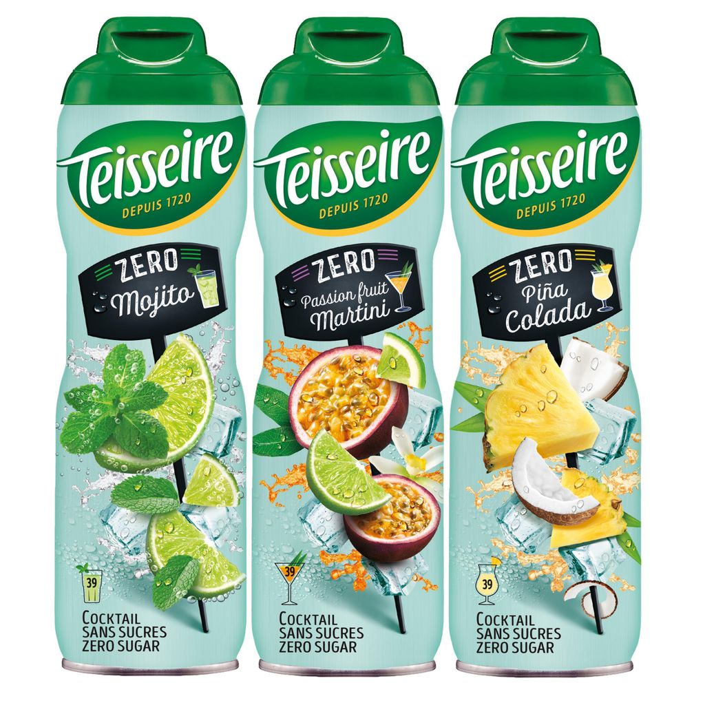 Teisseire Sirup Cocktail Zero Mojito, Pina Colada & Passion Produktbild 