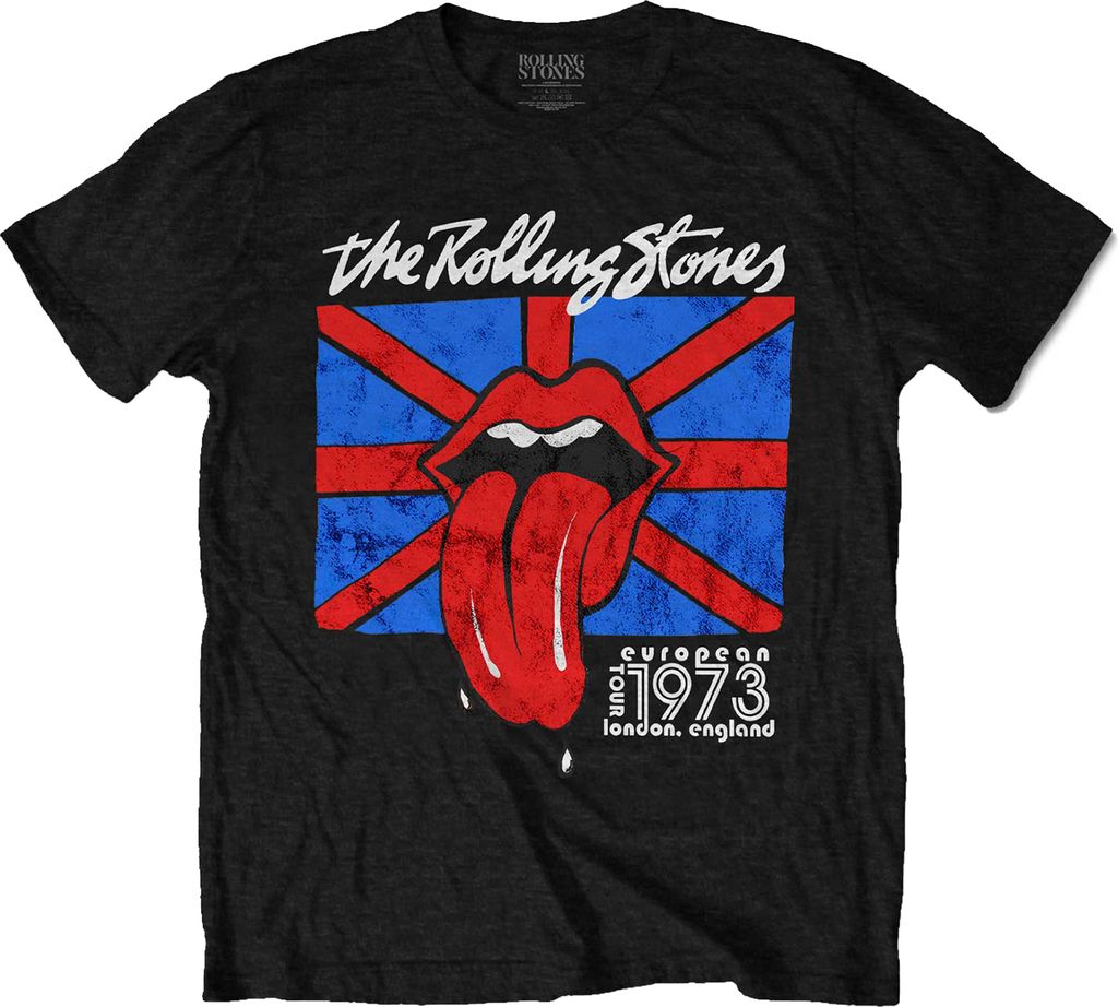 The Rolling Stones - "London European ́73" T-Shirt für Herren/Damen Uni RO4865 (M) (Schwarz)