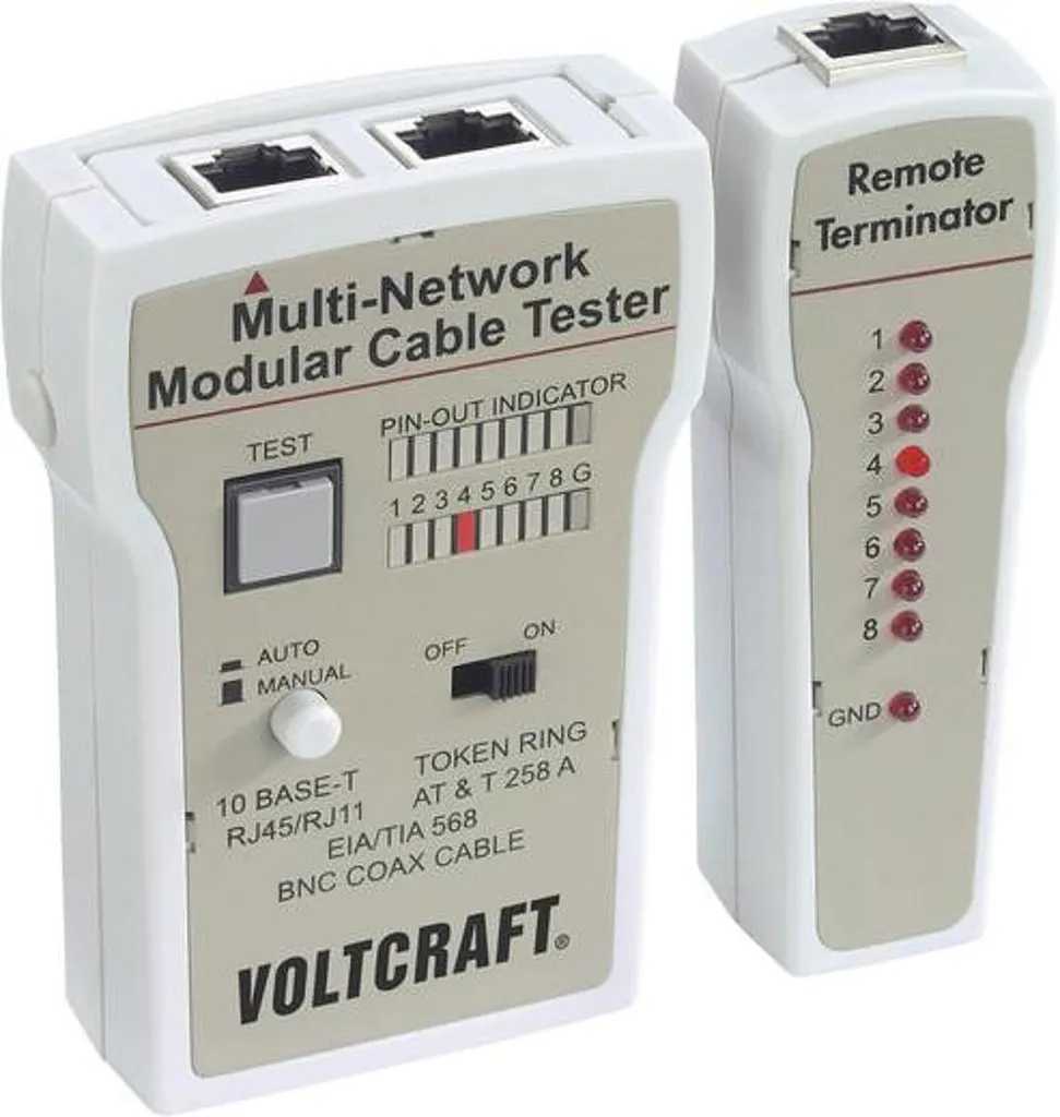 Voltcraft CT-2 Testeur de Câble Réseau BNC RJ-45 RJ-11 TCT-141 Fiable