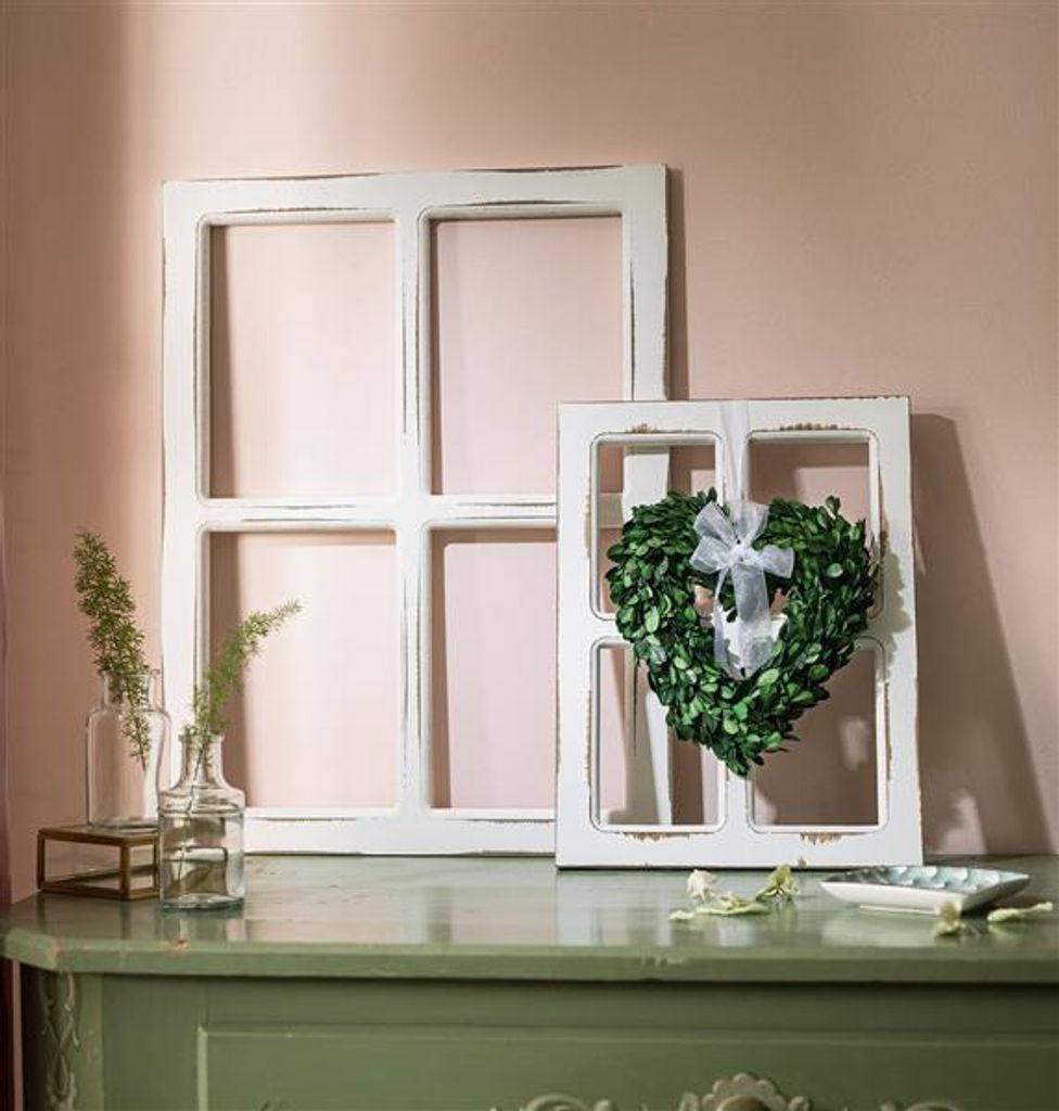 2 Dekofenster aus Holz im Shabby Look, weiß, Deko Produktbild 