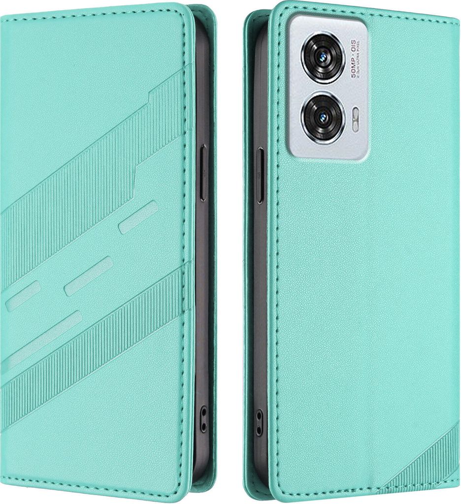 Hülle für Motorola Edge 50 Fusion/Moto G85, Kunstleder Brieftaschen Handyhülle mit Kartenfach und Standfunktion Türkis