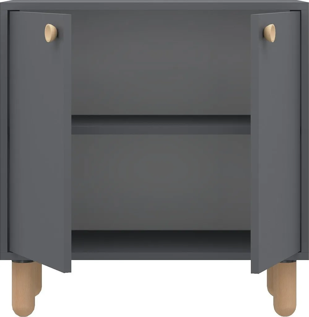 Meuble de rangement anthracite Lina, buffet bas polyvalent 72x36x73 cm