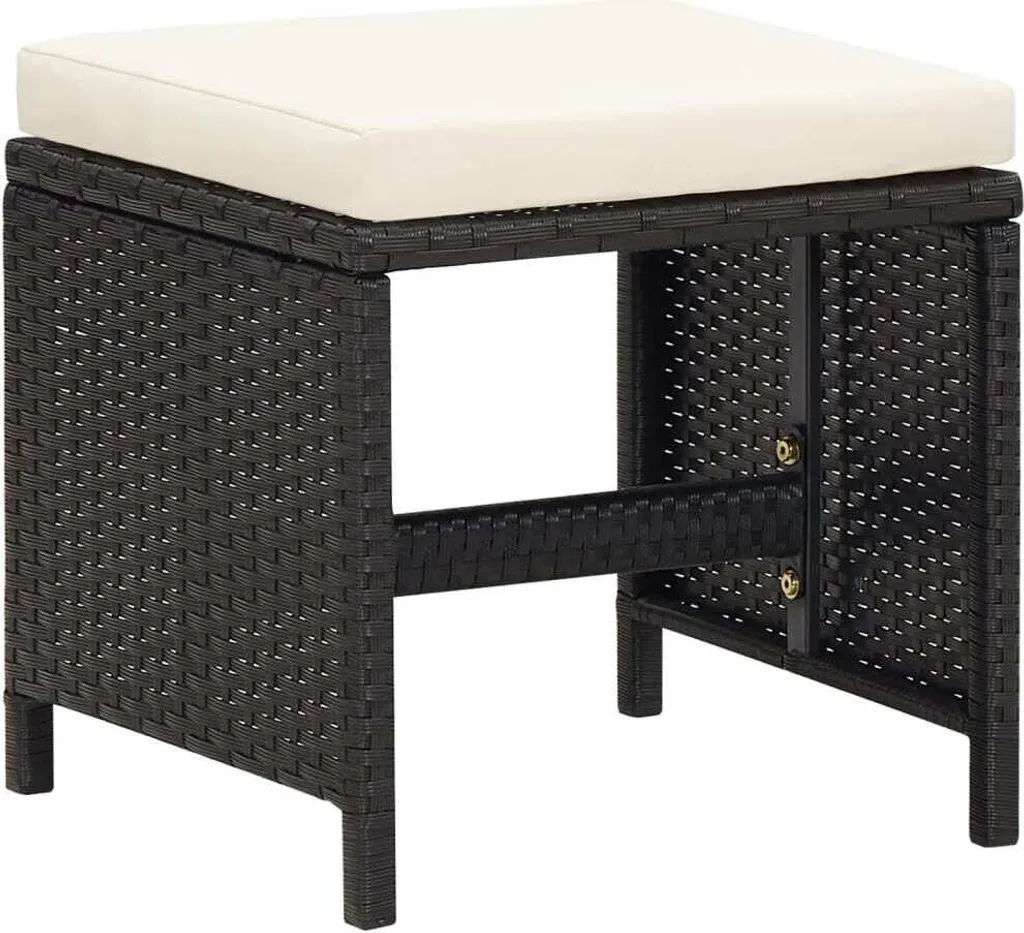Set 4 Sgabelli Giardino vidaXL in Polyrattan Nero con Cuscini - Offerta