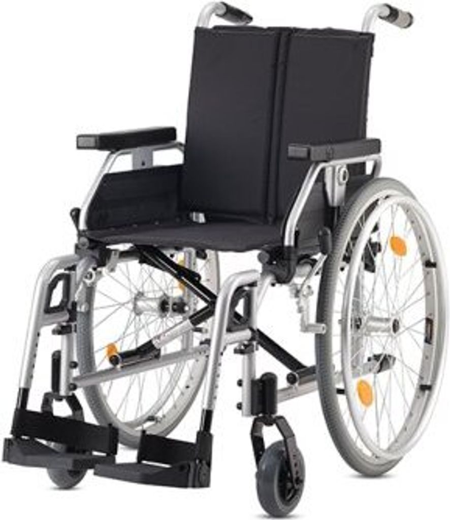Leichtgewichtrollstuhl Pyro light Kombiarmlehnen, mit Trommelbremse silber-metallic>>>>SB 45 cm