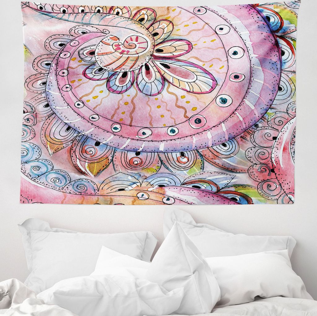 ABAKUHAUS orientalisch Wandteppich, Aquarell Effects Kunst aus Weiches Mikrofaser Stoff Waschbar ohne Verblassen Digitaldruck, 150 x 110 cm, Mehrfa...