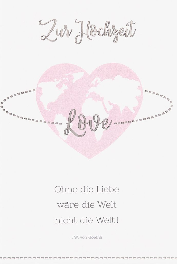 Hochzeit Karte mit Umschlag, unverpackt, Herz Weltkugel LOVE