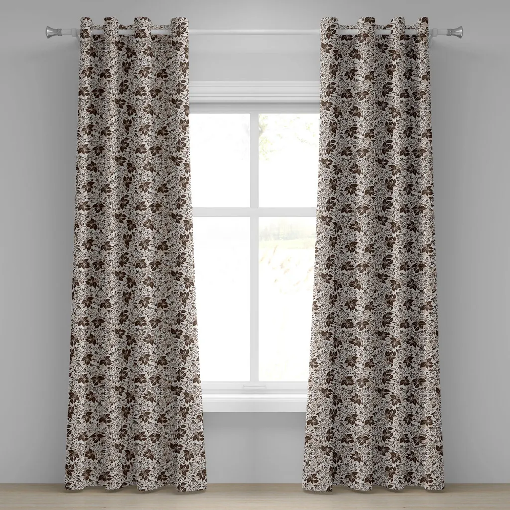 Offerta Tende ABAKUHAUS 280x245 | Stile Foglie Marroni | Set 2 Pezzi