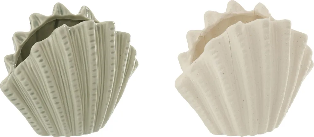 Petit Vase Design Coquillage en Grès Blanc Olive pour Déco Bord de Mer