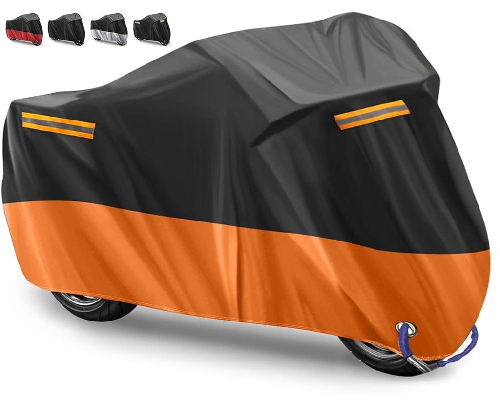 Motorradabdeckung, Motorradplane, kratzfest, wasserdicht, geeignet für den Außenbereich, Motorradgarage, 210D Oxford Schutzhülle für Harley-Dav...