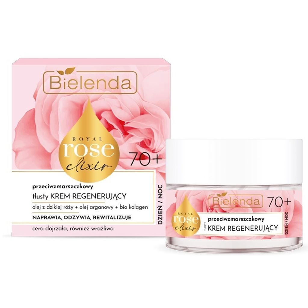 Bielenda Royal Rose Elixir Przeciwzmarszczkowy tłusty krem regenerujący 70+, 50ml