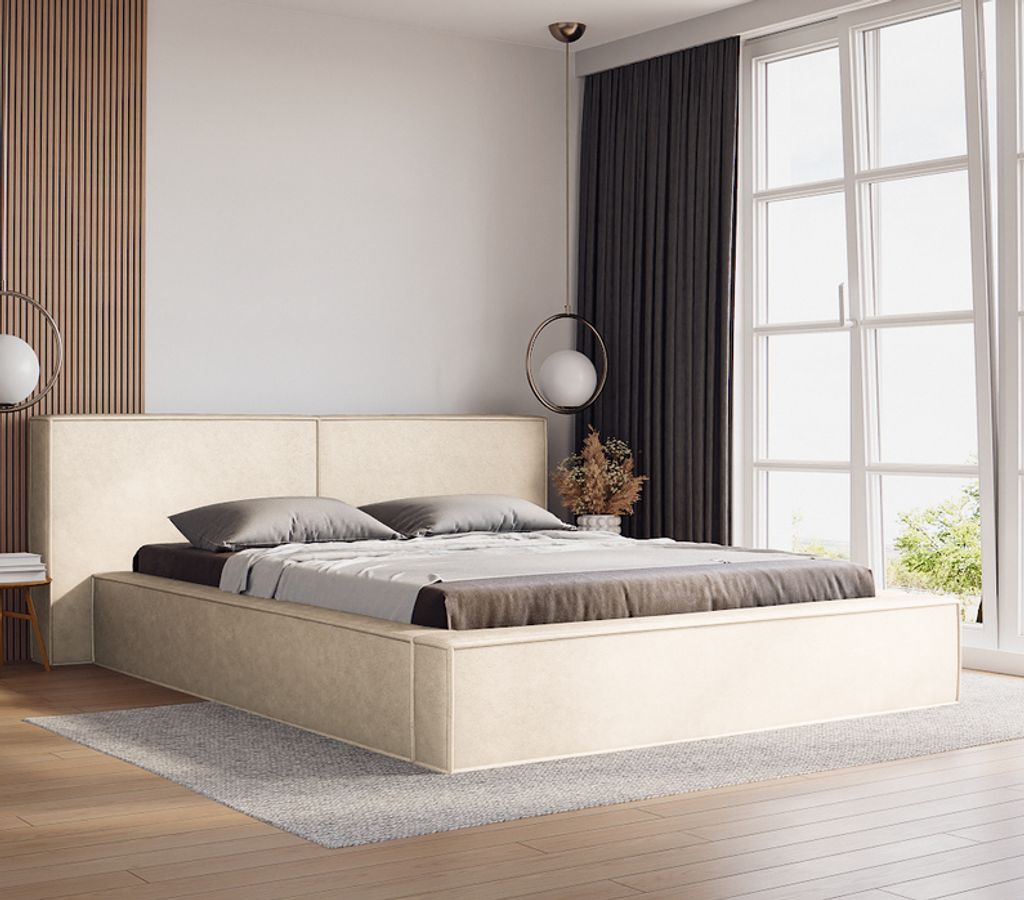 Doppelbett mit Polsterung 140x200 TELMA 1 - Vanille