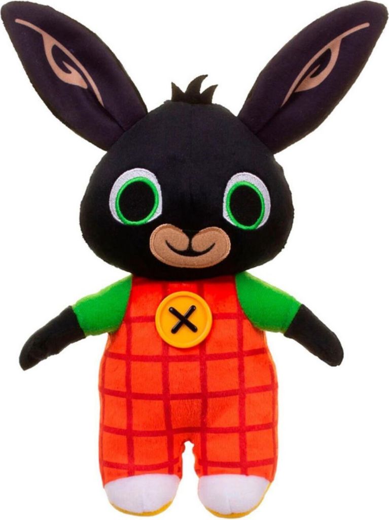 A plush toy of the character Bing the rabbit, shown from the front against a white background.