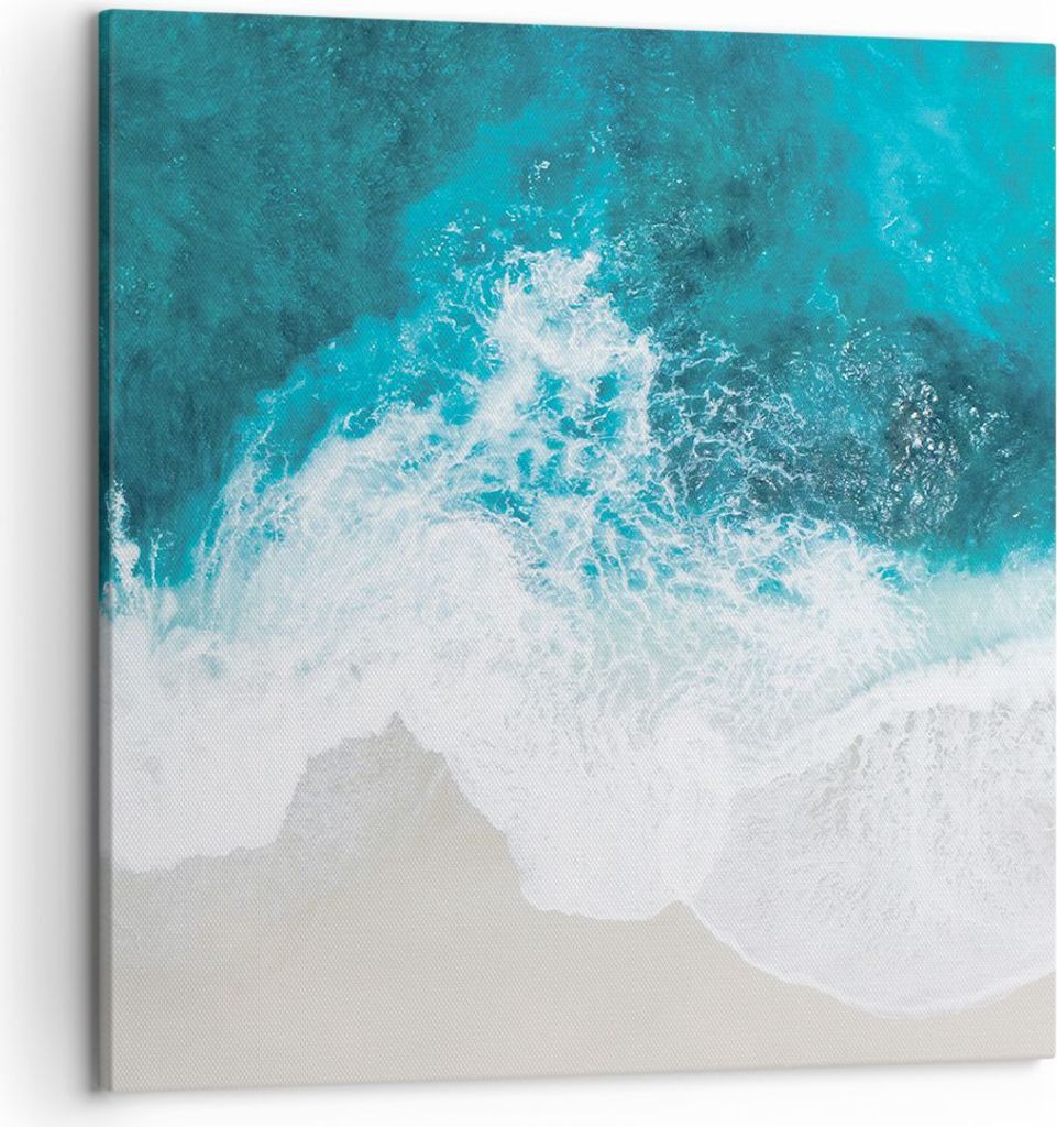 Bild auf Leinwand - Leinwandbild - Einteilig - Luftaufnahmen Strand Welle - 50x50cm - Wand Bild - Wanddeko - Wandbilder - Leinwanddruck - Bilder - ...