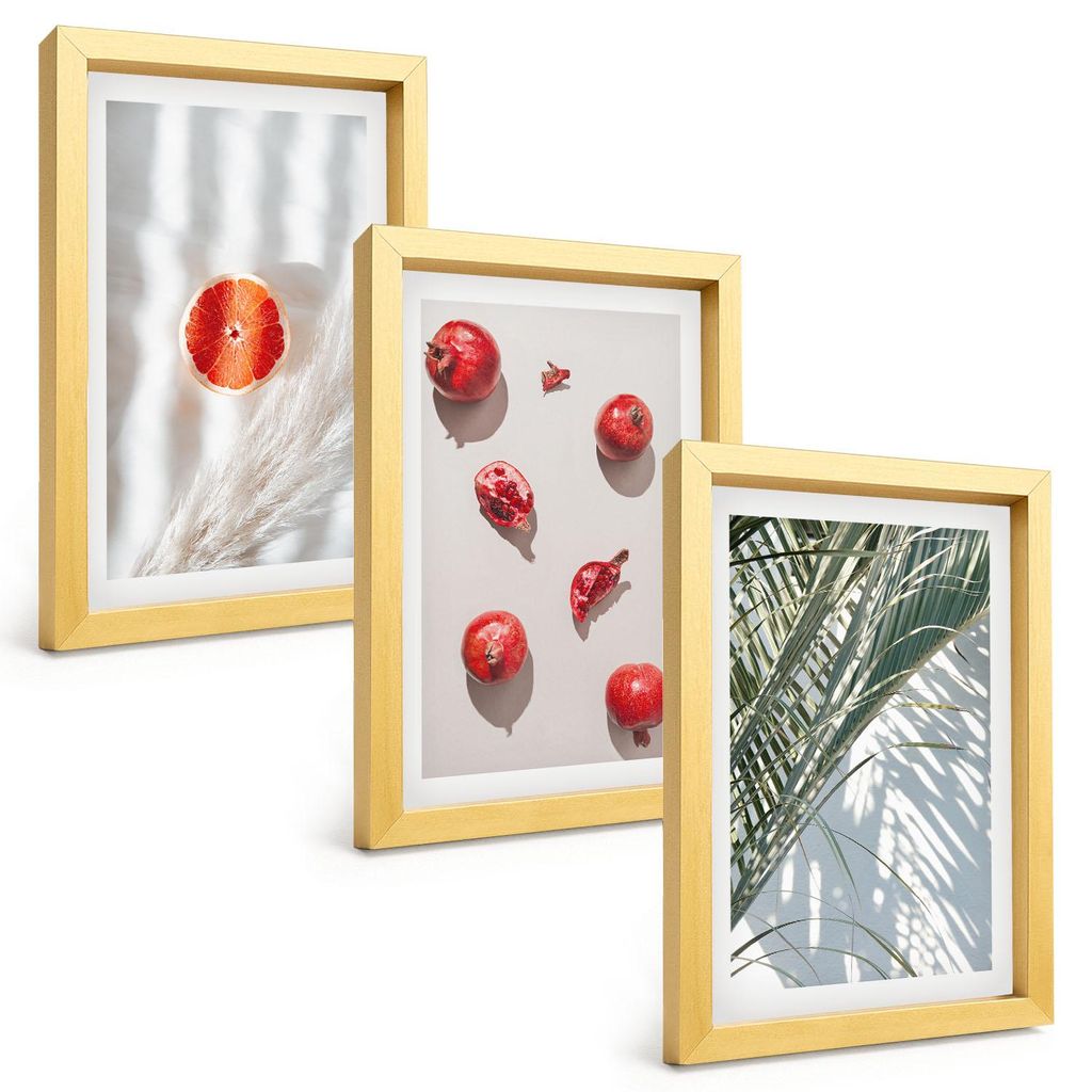 Bilder Set 3-teilig im Goldrahmen Rahmen – Wandbilder 3 Stück – gerahmte Poster für Wohnzimmer, Schlafzimmer und Flur – 20x30 cm – Feiert...