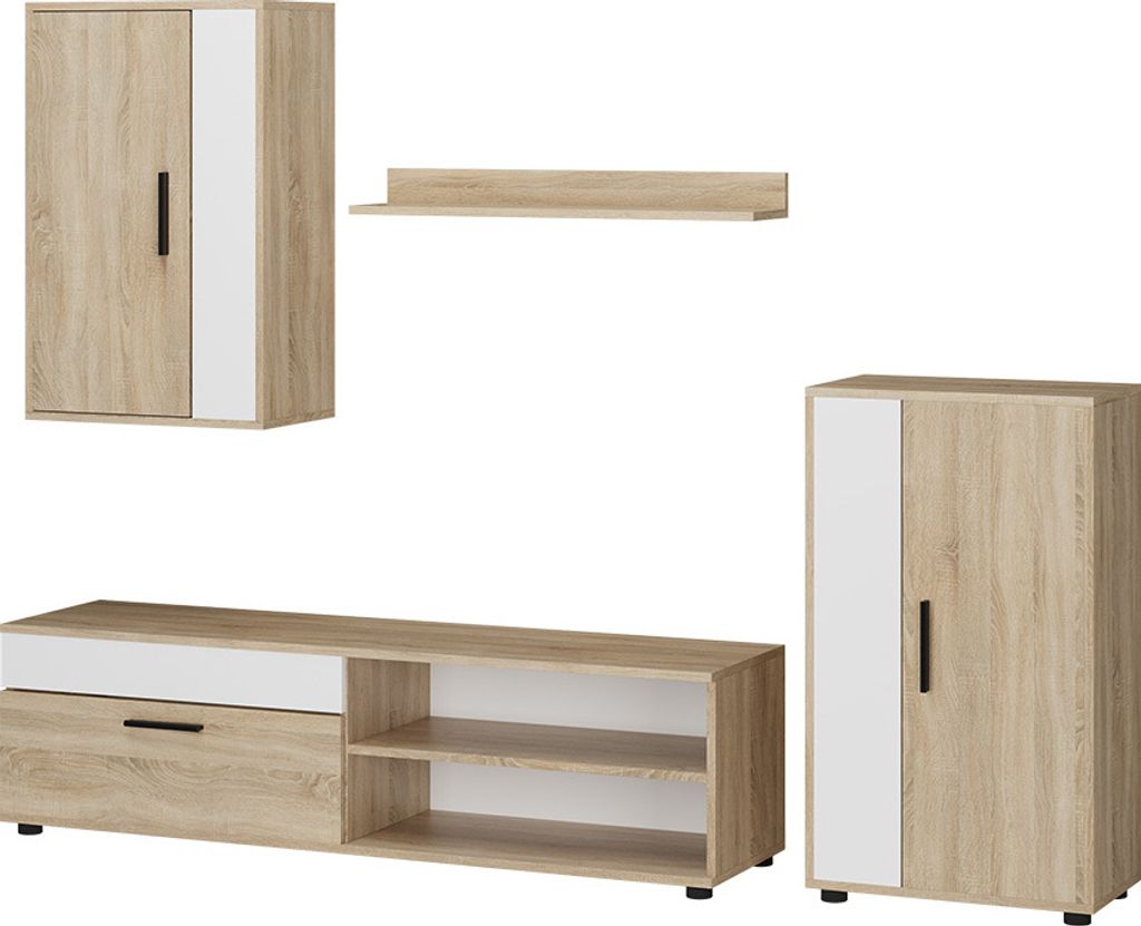 Wohnwand Vicco Berno Sonoma 4er Set, Model 41601 Produktbild 