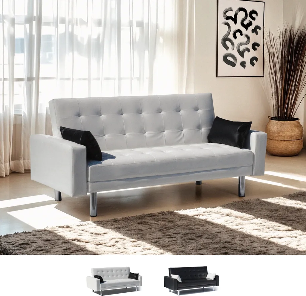 Canapé convertible Agata 2 places blanc - Solution gain de place idéale