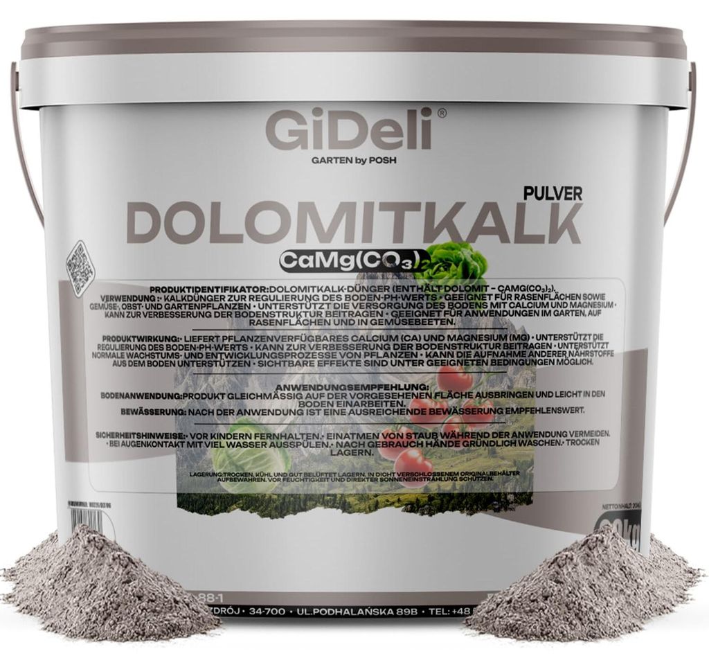 Dolomitkalk 20kg Rasenkalk Moosentferner Gartenkalk Magnesium Calcium pH GiDeli