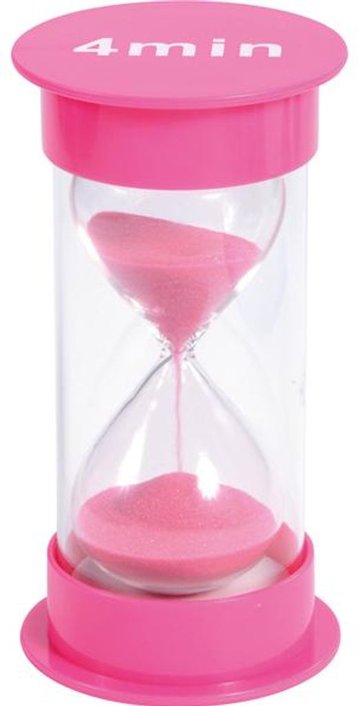 EDUPLAY 120442 Sablier 4 min, Ø 6,5 x 12 cm de haut, rose Image du produit 