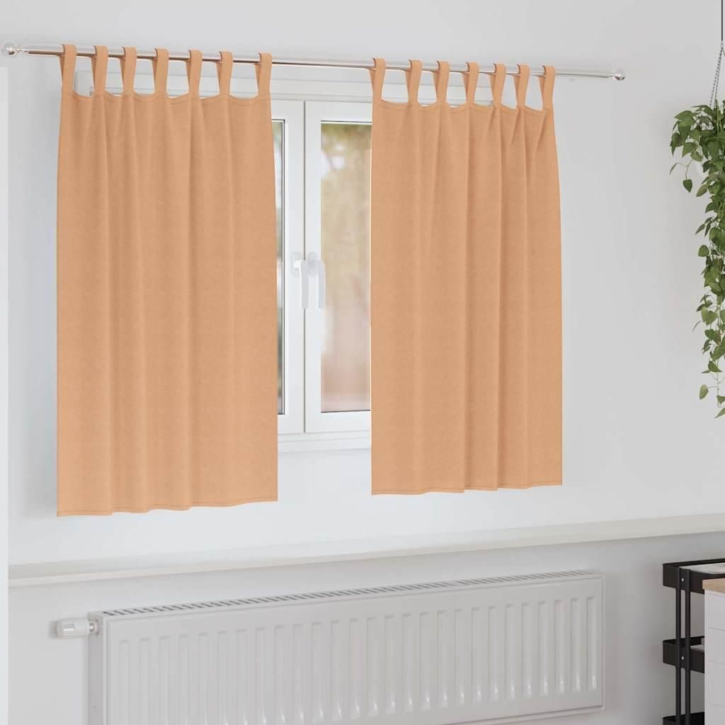 Verdunkelungs-Vorhänge mit Ringen 2 pcs Hellbraun 140 x 140 cm
