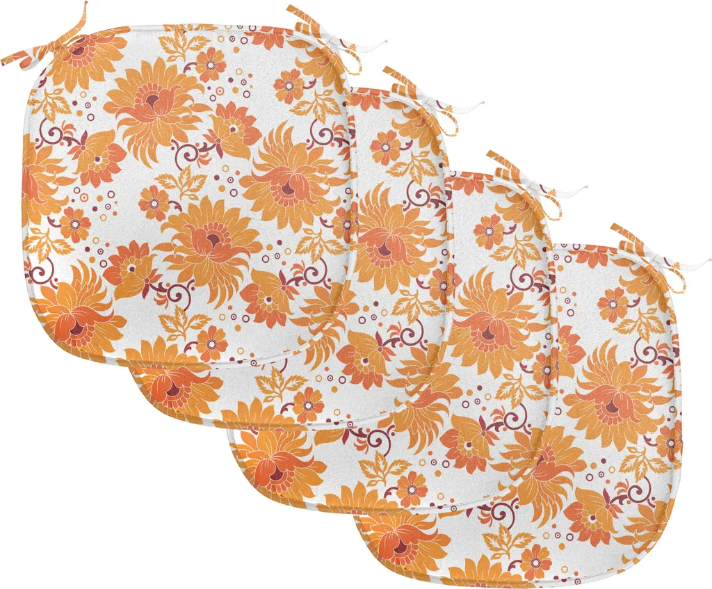 Set 4 Coprisedia Imbottiti Arancione Calendula Damasco 40x40