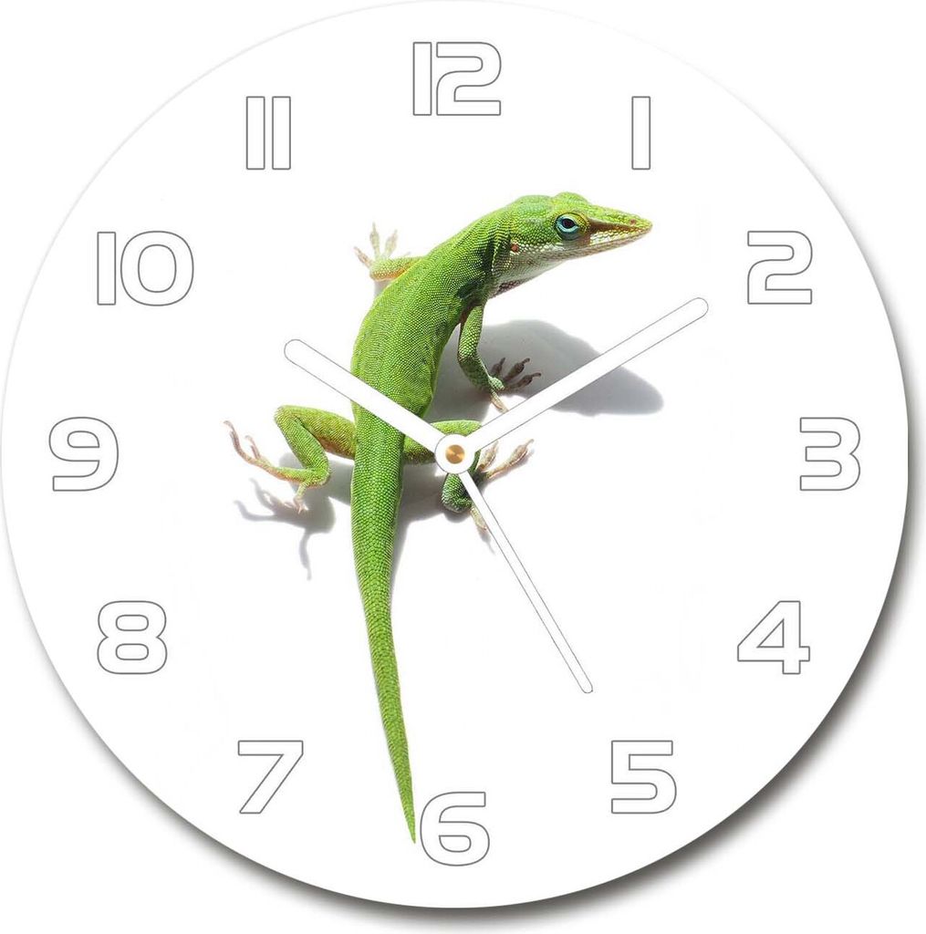Wanduhr aus Glas 30fi Glasbild Glasuhr Gehärtetes Glas - weisse-zeiger - Green lizard