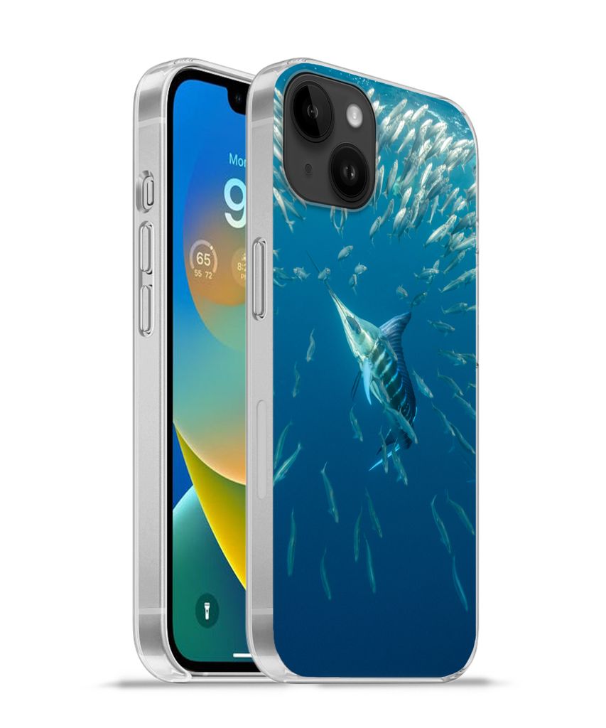 MuchoWow Handyhülle Schutzhülle Hülle für Apple iPhone 14 Plus - Soft case Fisch - Schwertfisch - Wasser Silikon Softcase Handy Hülle - Abbi...