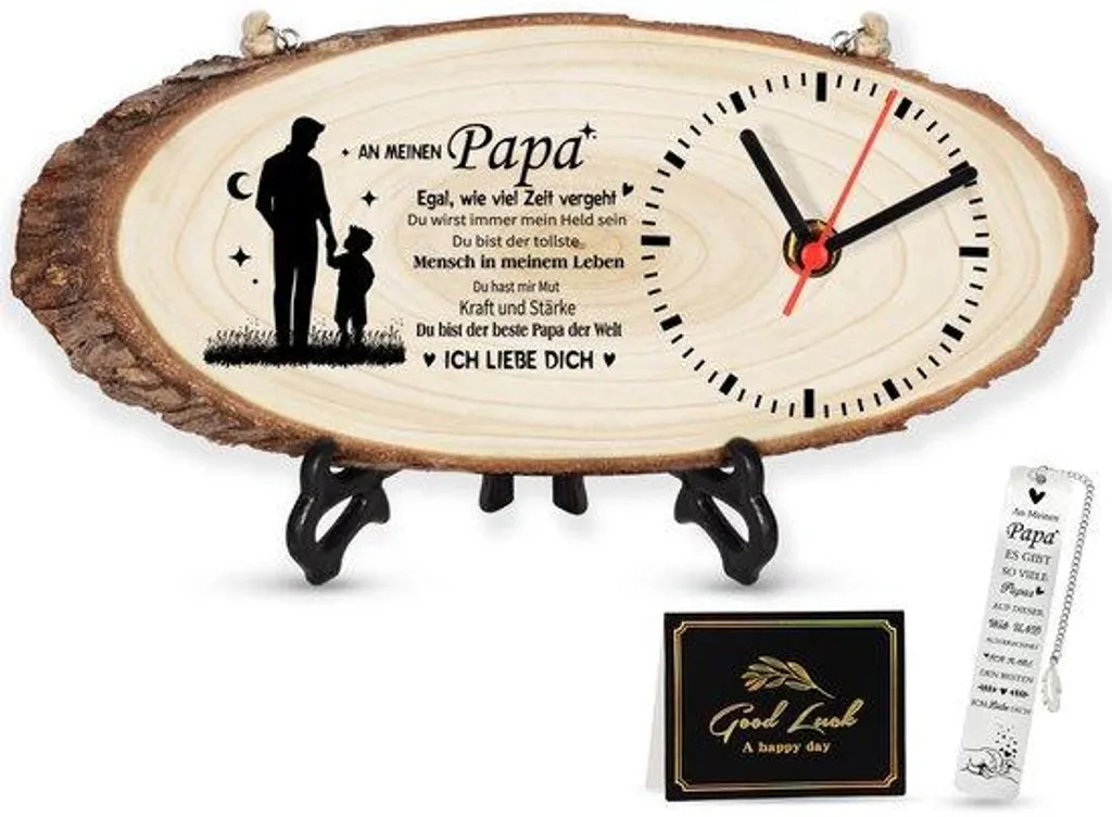 Horloge murale bois sur mesure pour bureau - Cadeau papa fête des pères