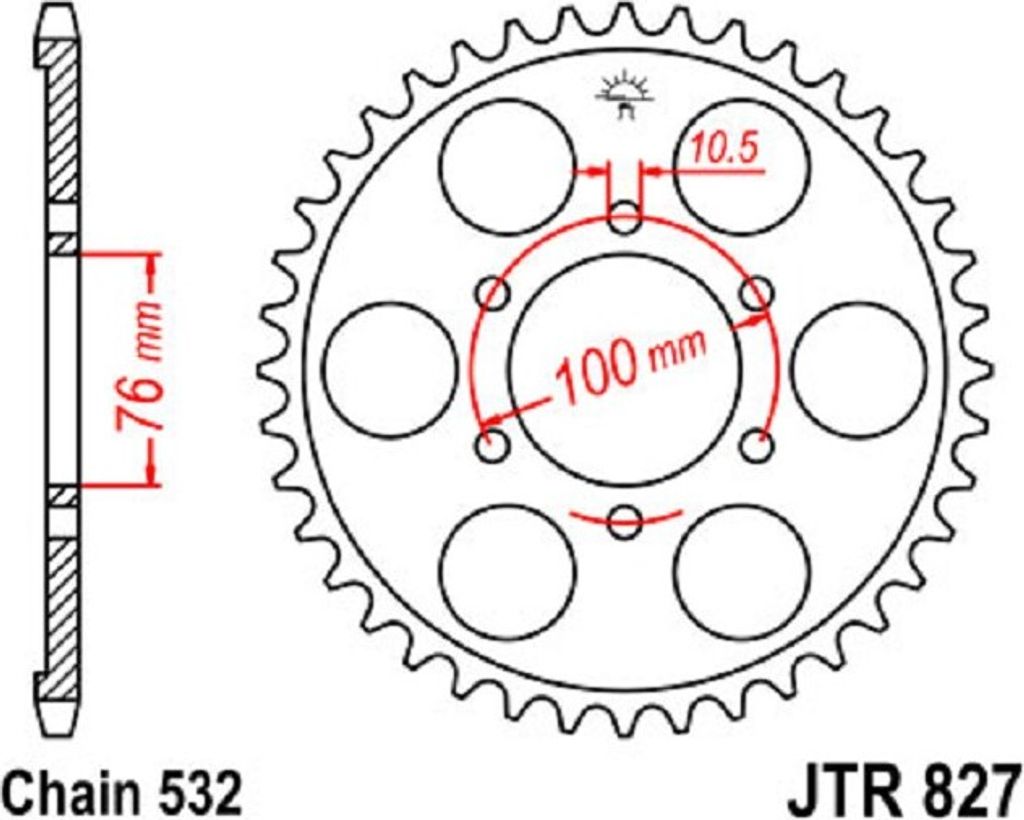 JTSPROCKETS Kettenrad JTR827.43 Hinten Kohlenstoffstahl